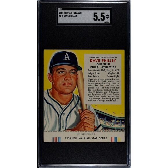 Vintage 1954 Redman Tobacco Dave Philley SGC Graded 5.5